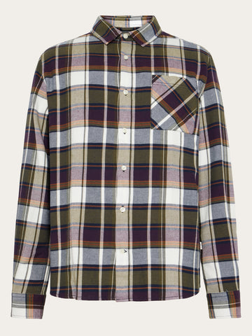KnowledgeCotton Apparel - MEN Light flannel checkered costum fit shirt Shirts 7021 blue check