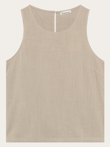 KnowledgeCotton Apparel - WMN Linen-mix top T-shirts 1228 Light feather gray