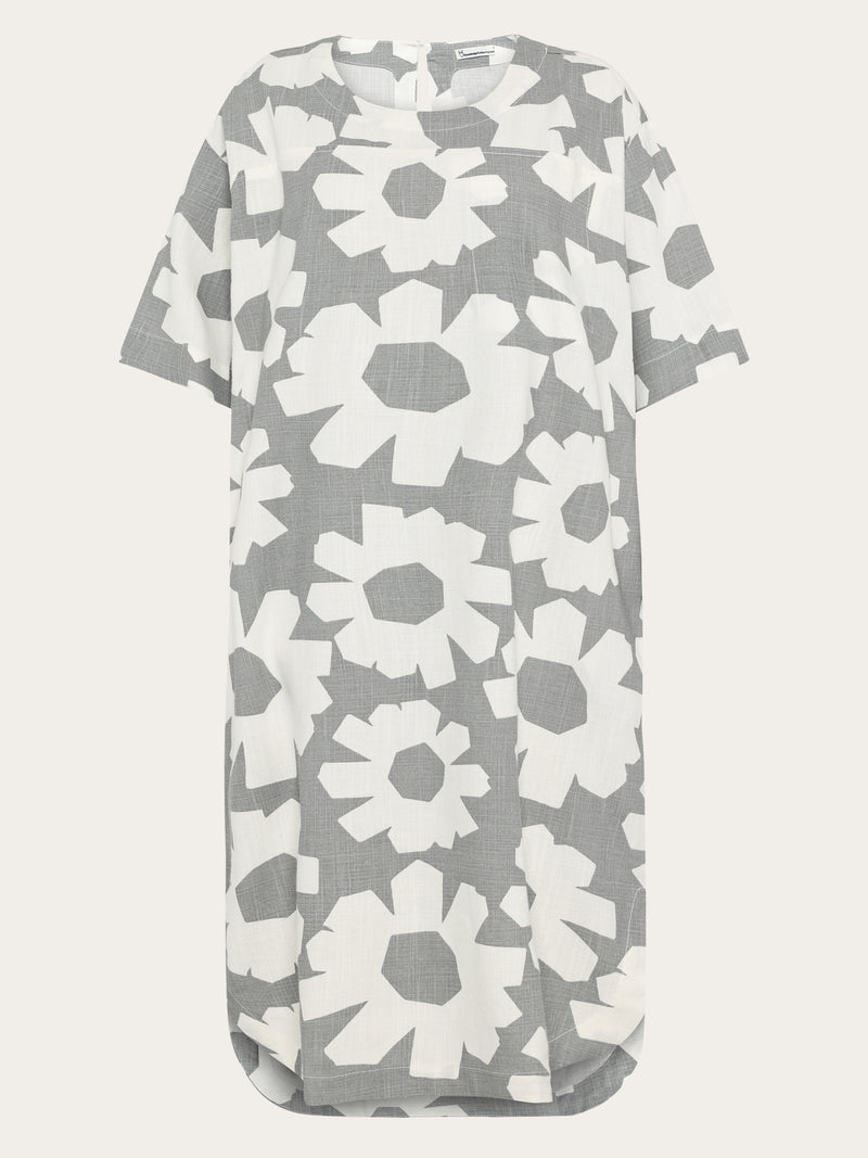 Linen blend print t-shirt dress