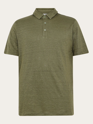 KnowledgeCotton Apparel - MEN Linen polo Polos 1068 Burned Olive