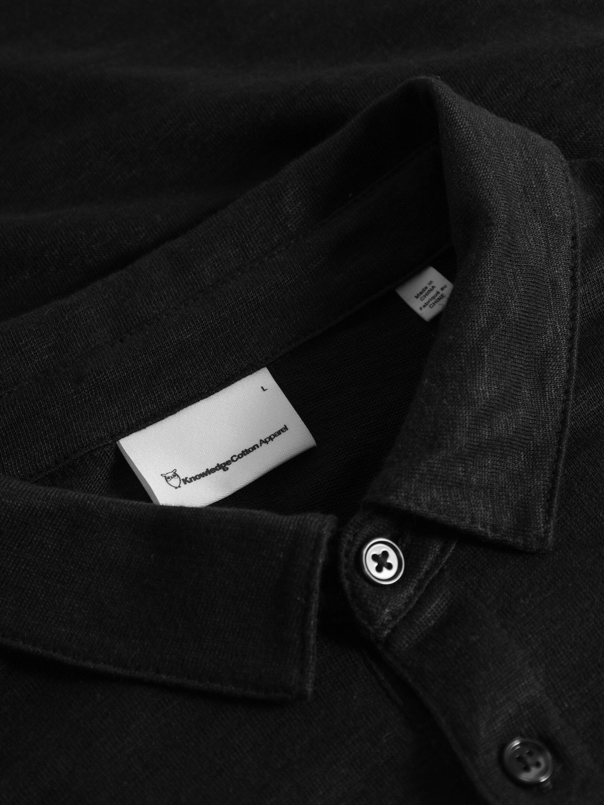 Buy Linen polo Black Jet from KnowledgeCotton Apparel®