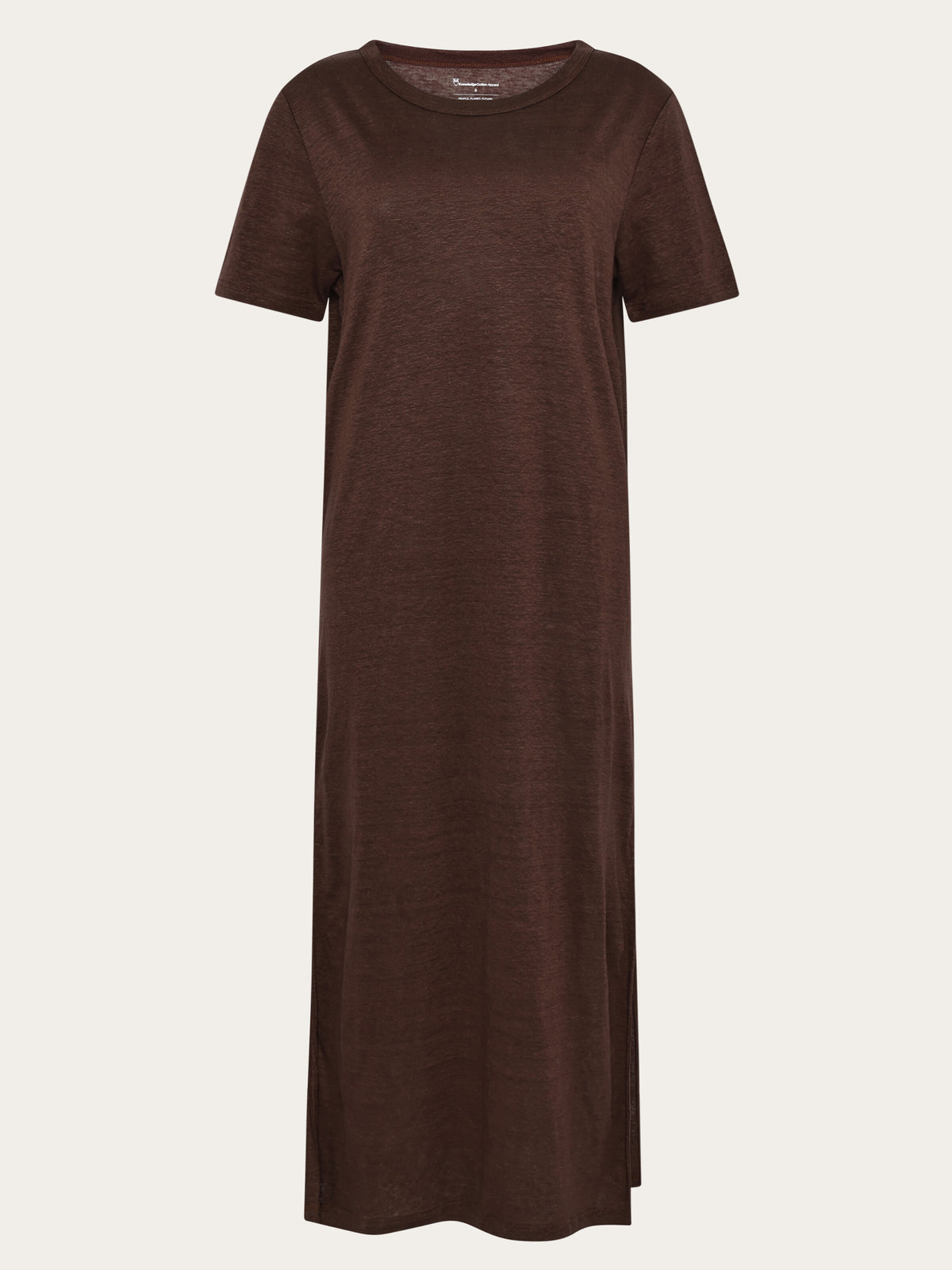 chocolate brown t shirt dress Linen t-shirt Berylove Women Black and sizechart-sleeveless-midi-waist Size:WOMEN / EU 45 / US 14 - 14.5 visible vertical seam at