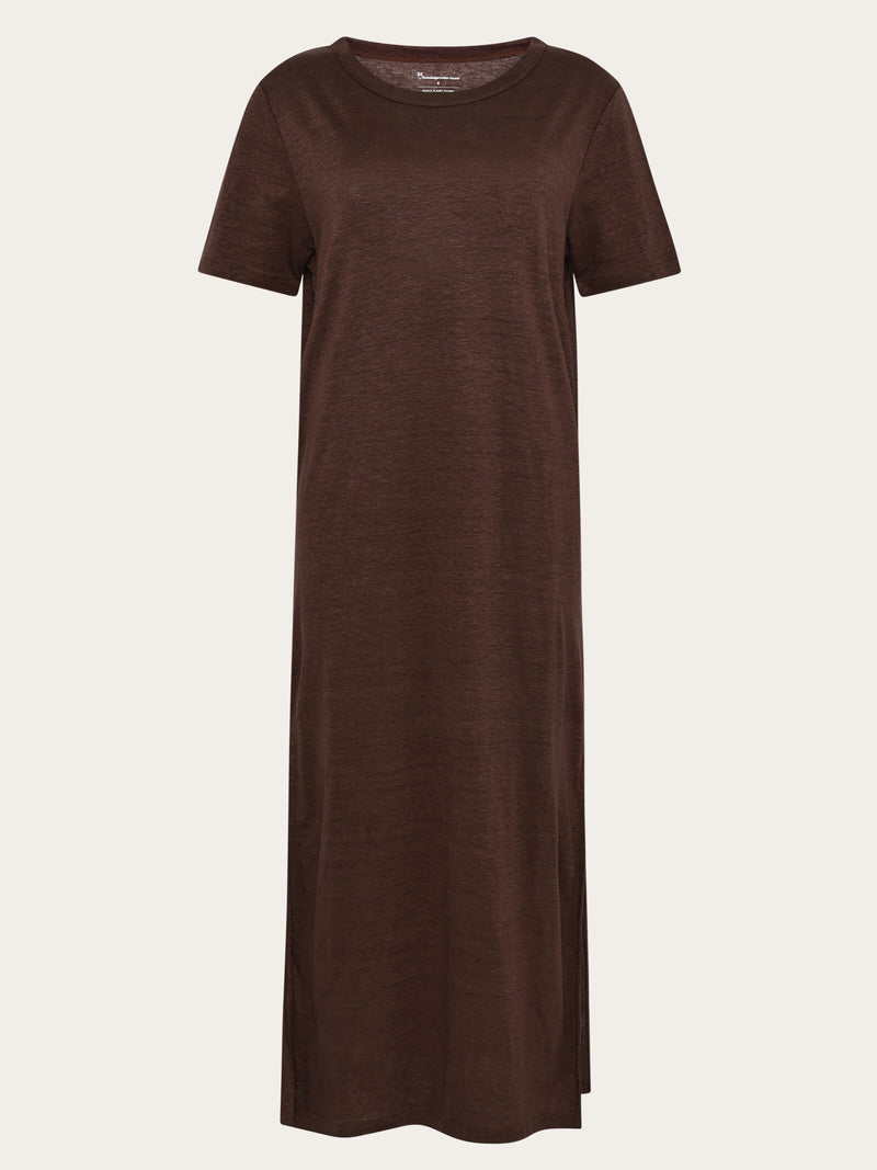 chocolate brown shirt dress Linen t-shirt dress