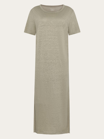 KnowledgeCotton Apparel - WMN Linen t-shirt dress Dresses 1495 Twill