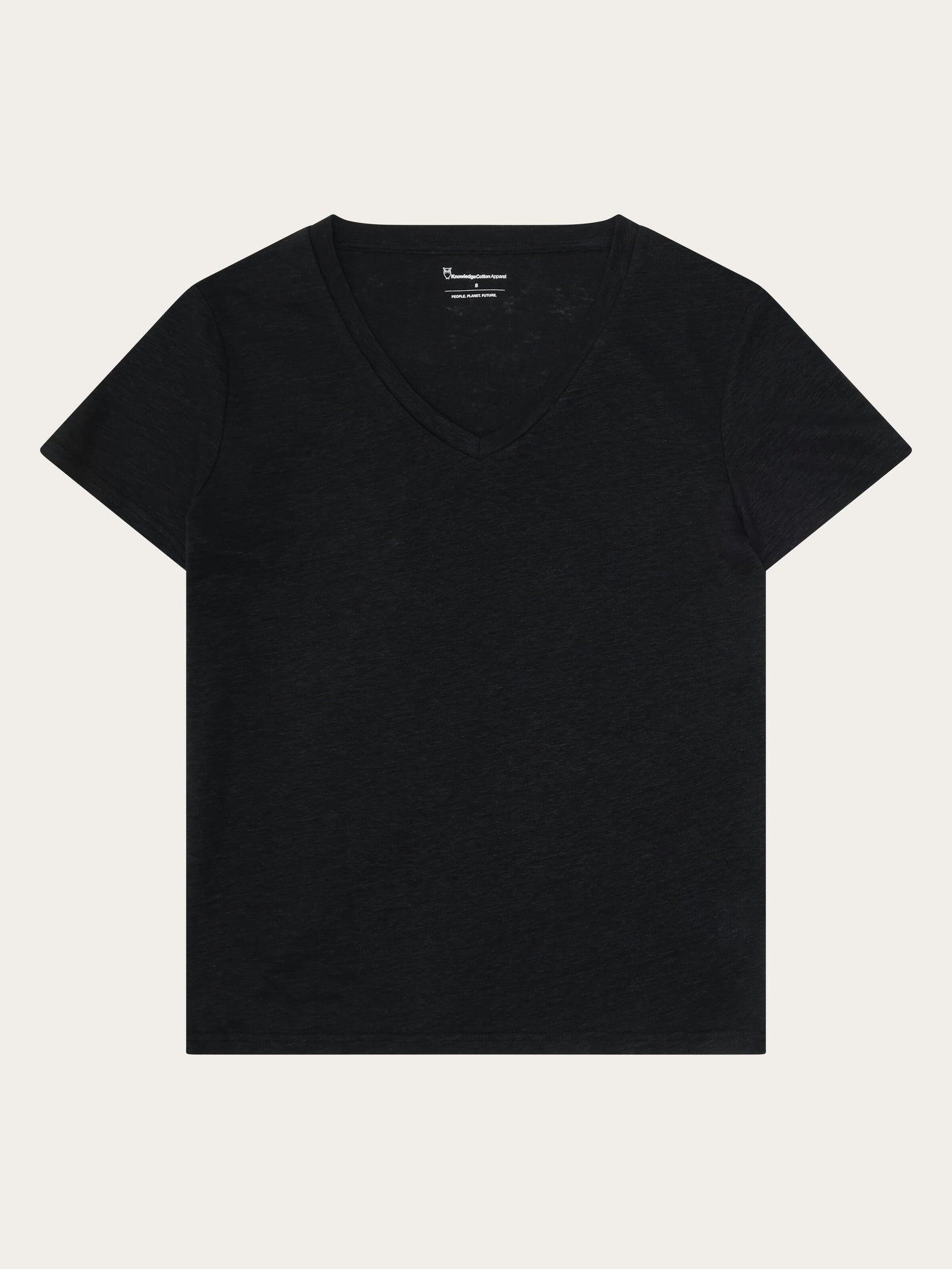Kashiko V-Neck T-shirt Black シズニルック Linen_v-neck_t-shirt-T-shirts-