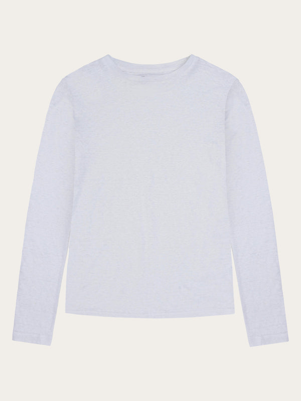 KnowledgeCotton Apparel - WMN Long sleeve linen t-shirt - GOTS/Vegan Long Sleeves 1010 Bright White