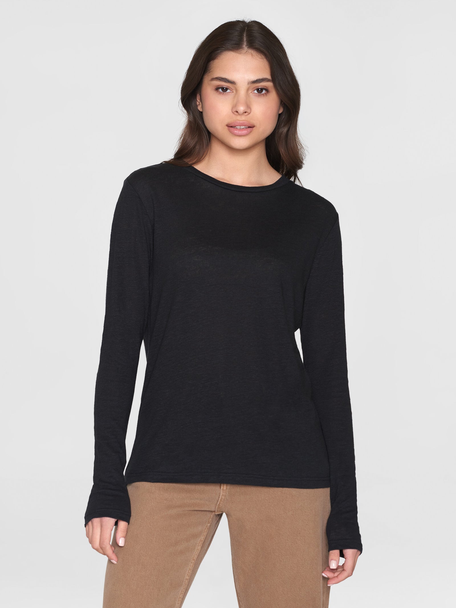 Long sleeve linen t-shirt - GOTS/Vegan - Black Jet