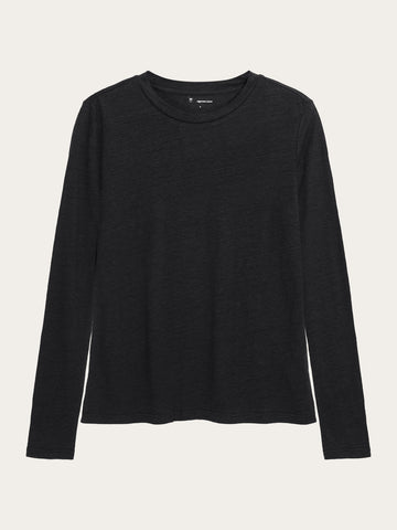 Long sleeve linen t-shirt - GOTS/Vegan - Black Jet