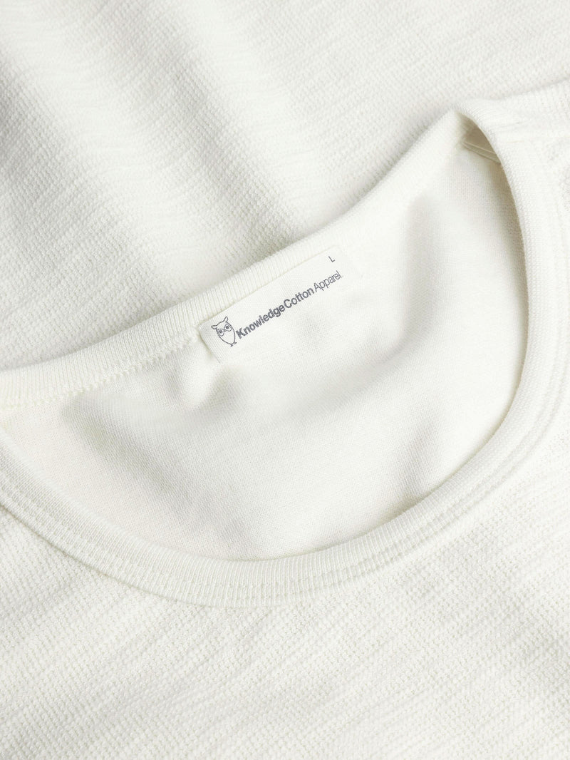 KnowledgeCotton Apparel - MEN Long sleeved structured slub sweat - GOTS/Vegan Sweats 1387 Egret