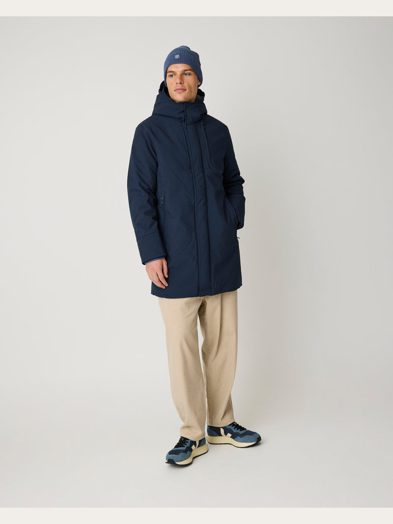 KnowledgeCotton Apparel - MEN Long soft shell jacket CLIMATE SHELL™ Jackets 1001 Total Eclipse