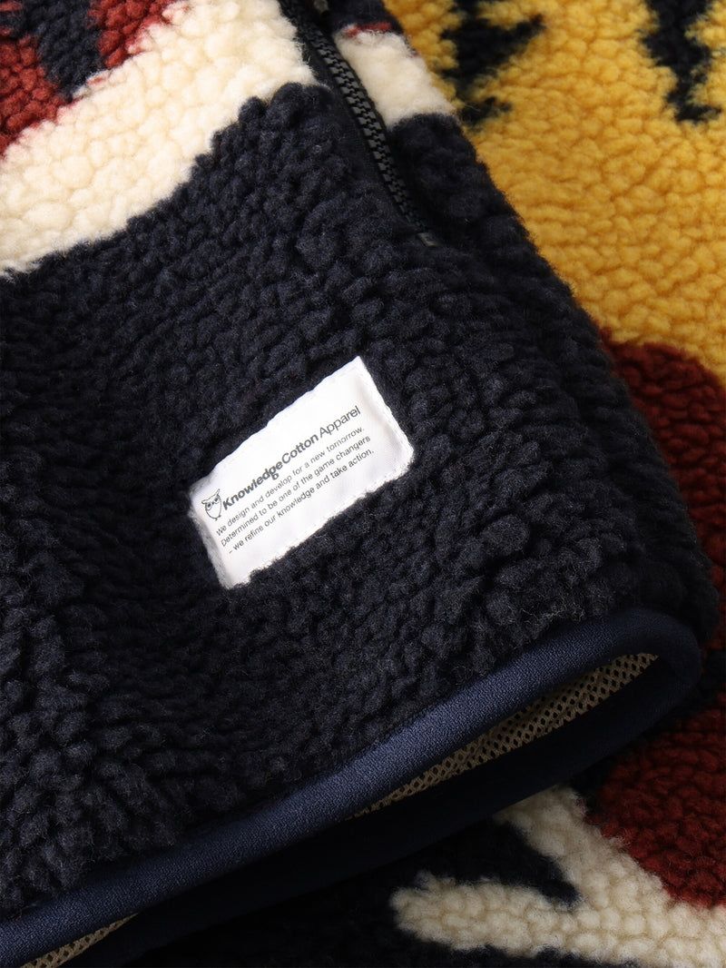 KnowledgeCotton Apparel - UNI Loose Fair Isle teddy jacket - GRS/Vegan Fleeces 9932 Multi color AOP