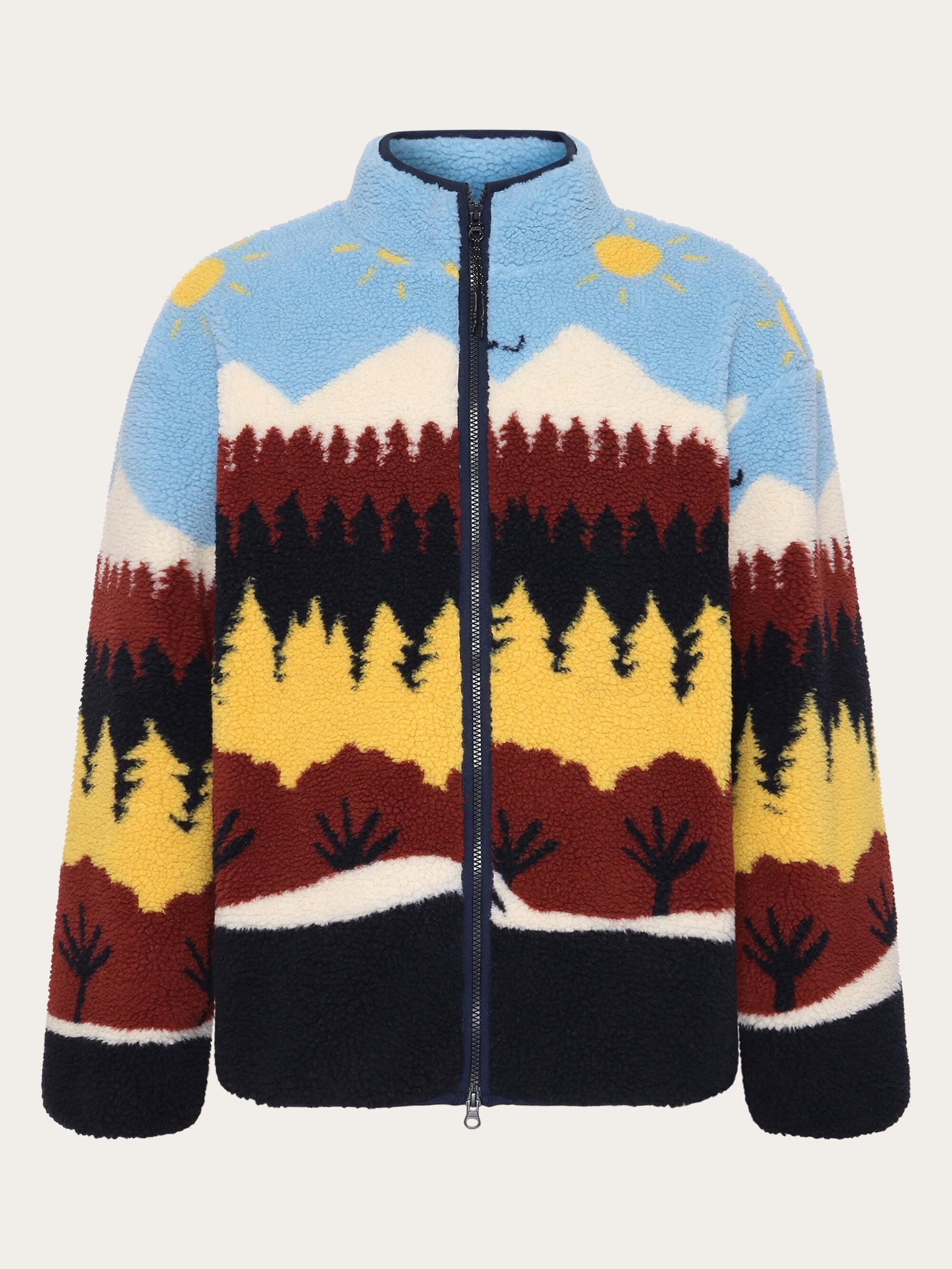 Loose Fair Isle teddy jacket - GRS/Vegan - Multi color AOP
