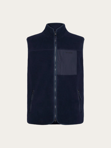 KnowledgeCotton Apparel - UNI Loose Fit Zip Fleece Vest GRS/Vegan Fleeces 1412 Night Sky