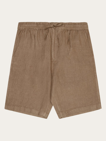 Buy Loose Linen shorts - Burned Olive - from KnowledgeCotton