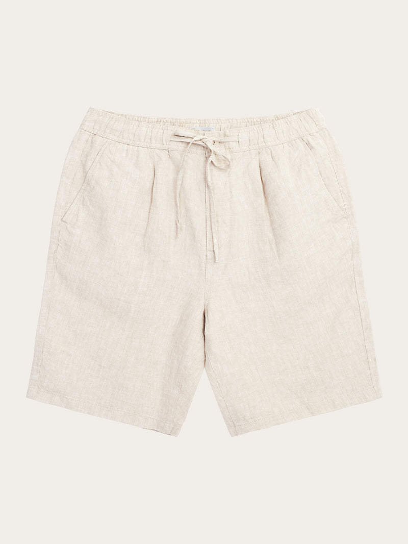 KnowledgeCotton Apparel - MEN Loose Linen shorts Shorts 1228 Light feather gray