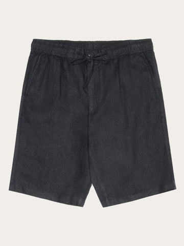 KnowledgeCotton Apparel - MEN Loose Linen shorts Shorts 1300 Black Jet