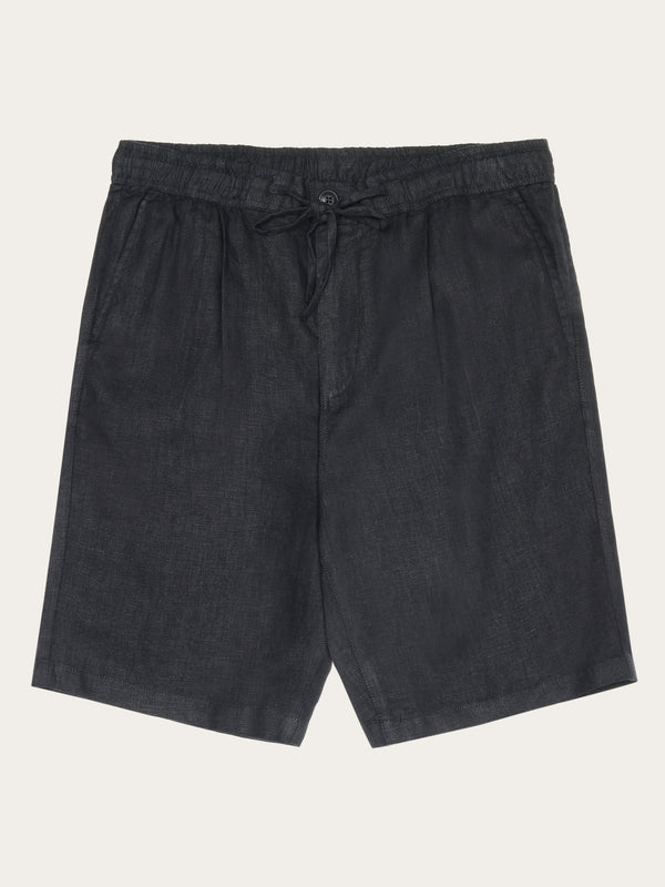 KnowledgeCotton Apparel - MEN Loose Linen shorts Shorts 1300 Black Jet