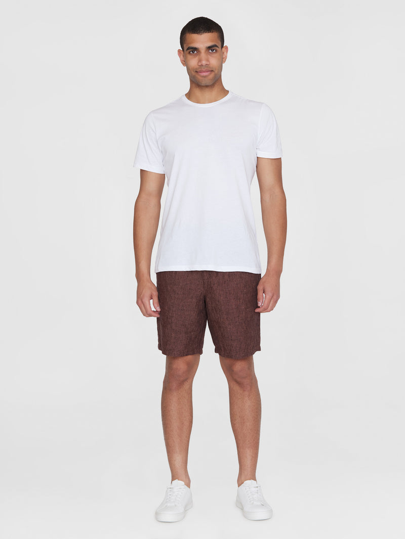 KnowledgeCotton Apparel - MEN Loose Linen shorts Shorts 1437 Chocolate Malt
