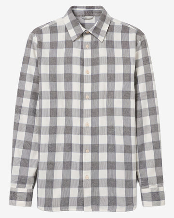 KnowledgeCotton Apparel - MEN Loose check shirt Shirts 7020 White check