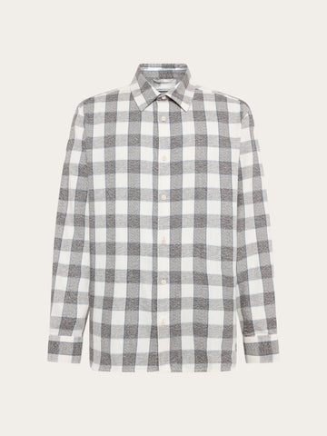 KnowledgeCotton Apparel - MEN Loose check shirt Shirts 7020 White check