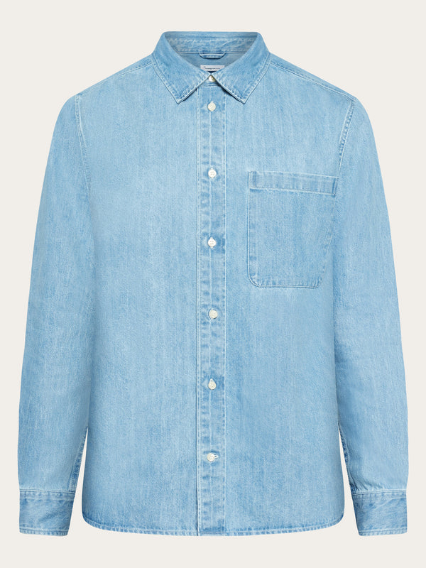 KnowledgeCotton Apparel Men's Organic Cotton Natural Indigo Denim Shirt - Light Blue denim, GOTS Certified Organic KnowledgeCotton Apparel Men's Organic Cotton Natural Indigo Denim Shirt - Light Blue denim, GOTS Certified Organic