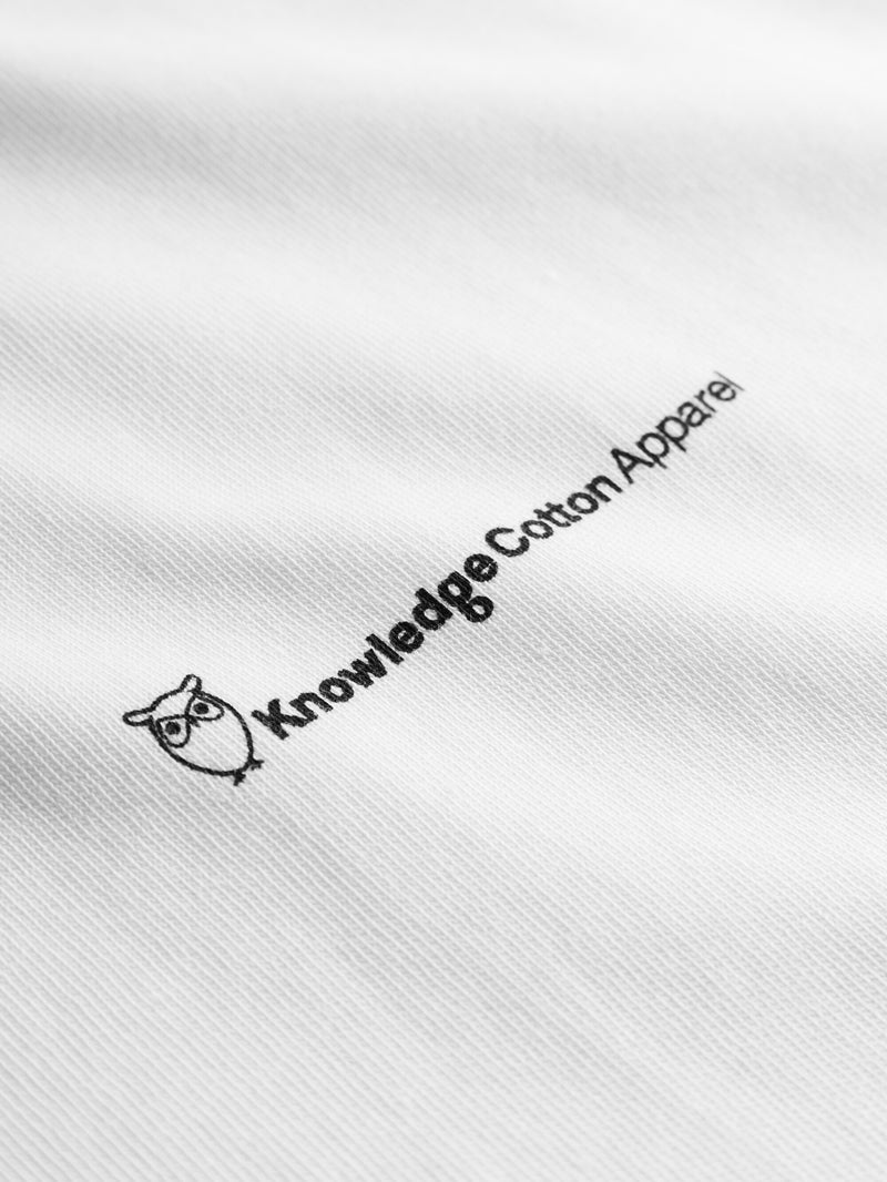 KnowledgeCotton Apparel - MEN Loose fit back printed t-shirt T-shirts 1010 Bright White