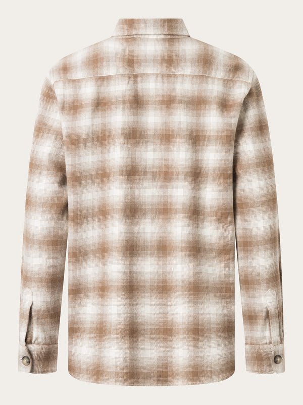 KnowledgeCotton Apparel - MEN Loose fit checkered flannel shirt Shirts 7030 Beige check