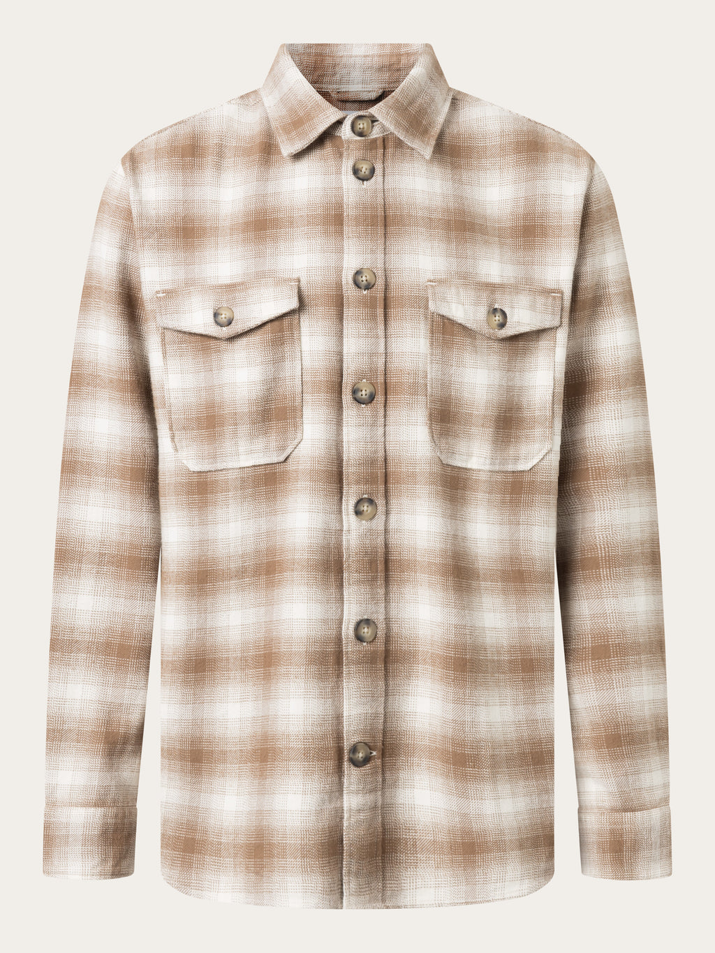 Loose fit checkered flannel shirt - Beige check
