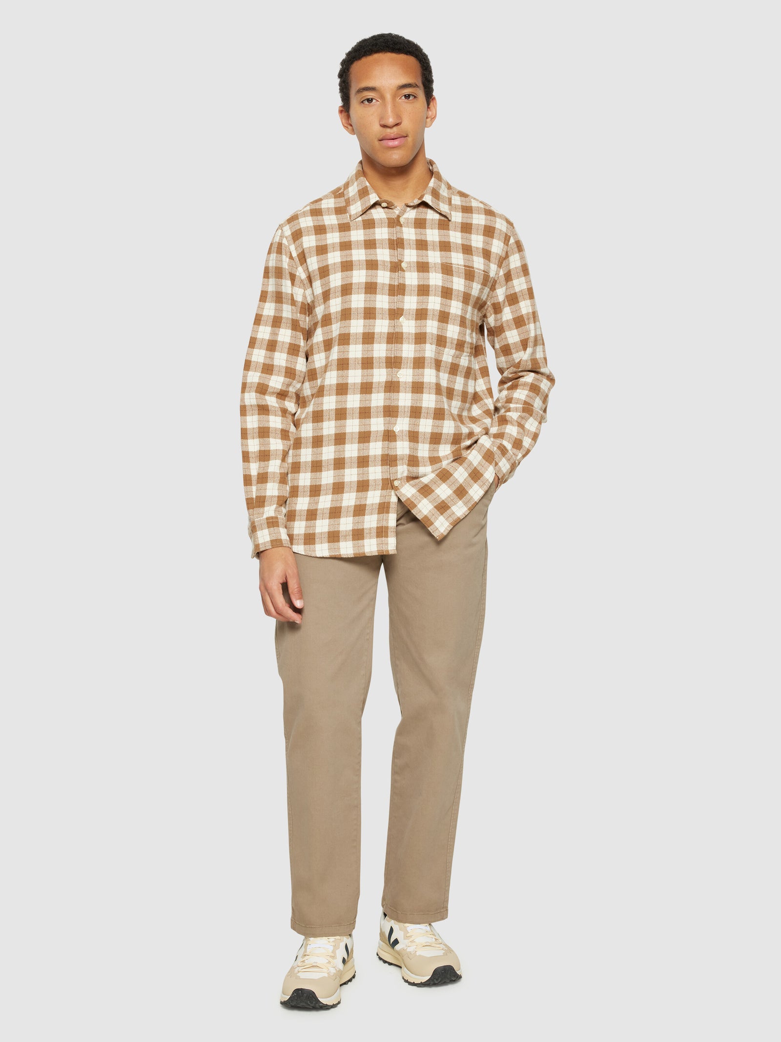 Buy Loose fit checkered shirt - Beige check - from KnowledgeCotton Apparel®