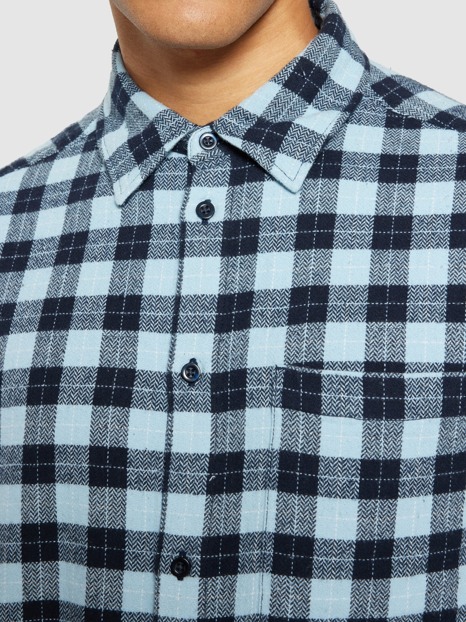 Loose fit checkered shirt blue check