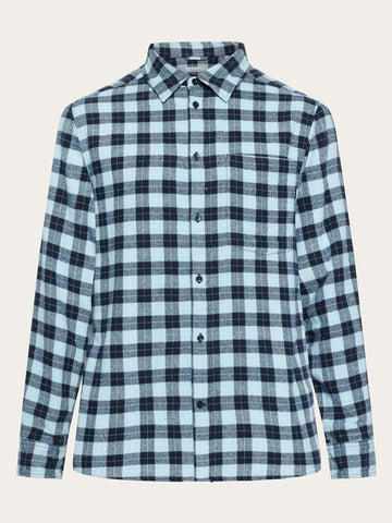 KnowledgeCotton Apparel - MEN Loose fit checkered shirt Shirts 7034 blue check