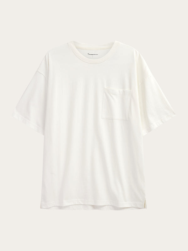 KnowledgeCotton Apparel - MEN Loose fit heavy single t-shirt - OCS/Vegan T-shirts 1387 Egret