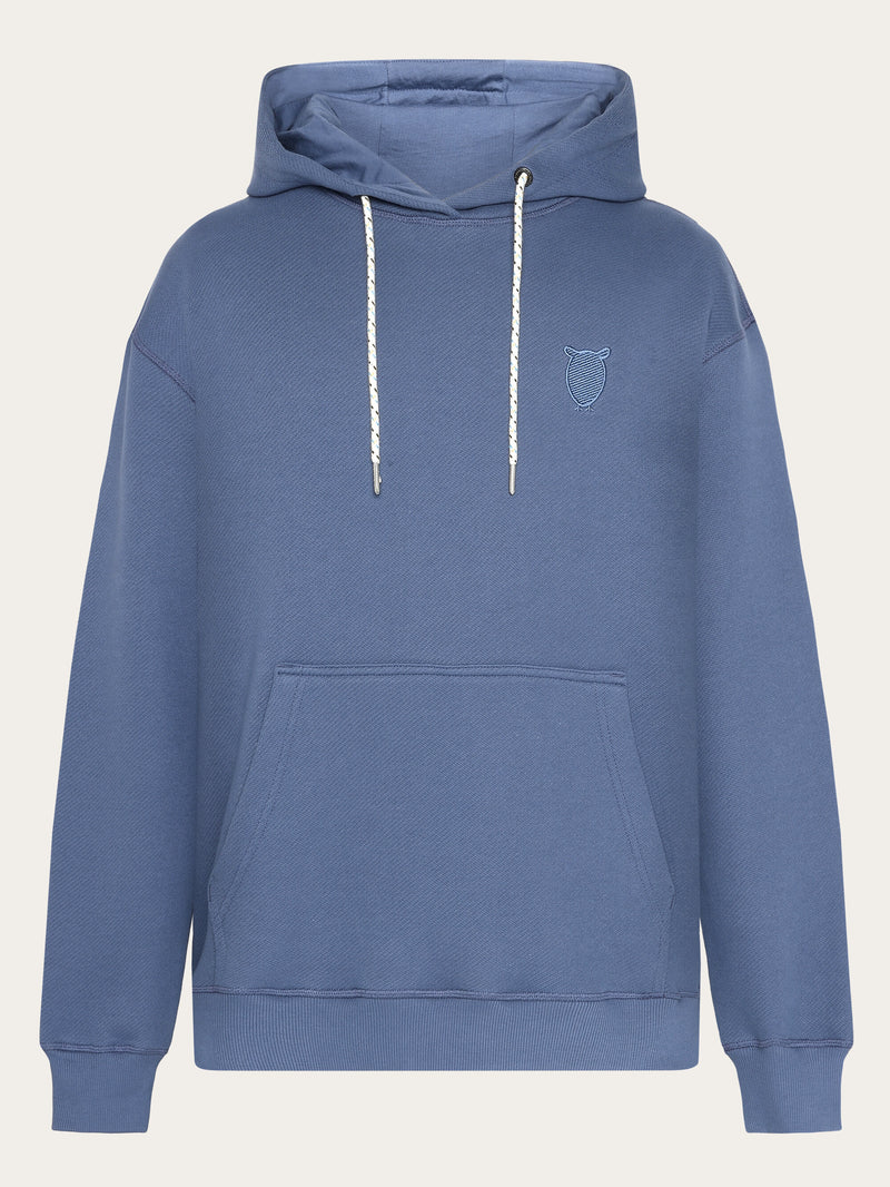 Loose fit hood kangaroo pocket sweat with embroidery at chest Vintag