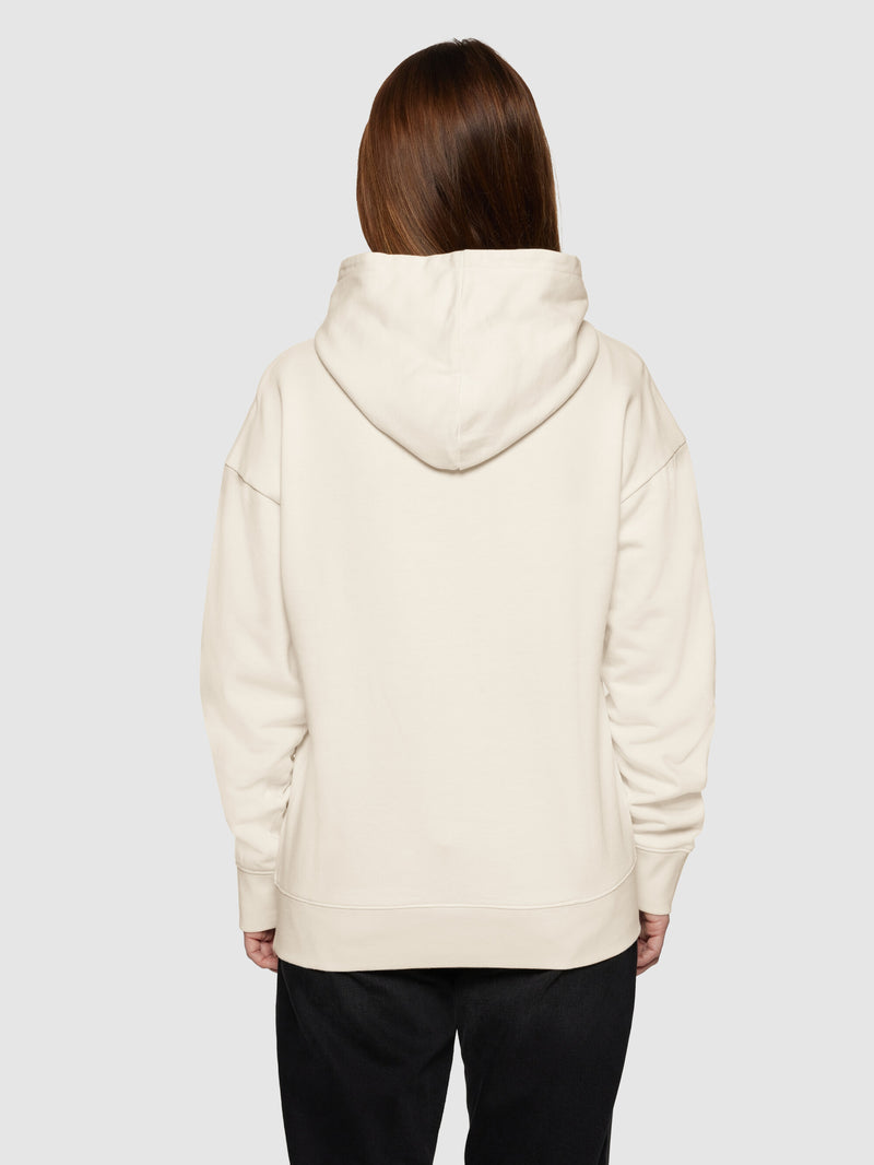 KnowledgeCotton Apparel - UNI Loose fit hood sweat Trees Yes Please print - GOTS/Vegan Sweats 1387 Egret