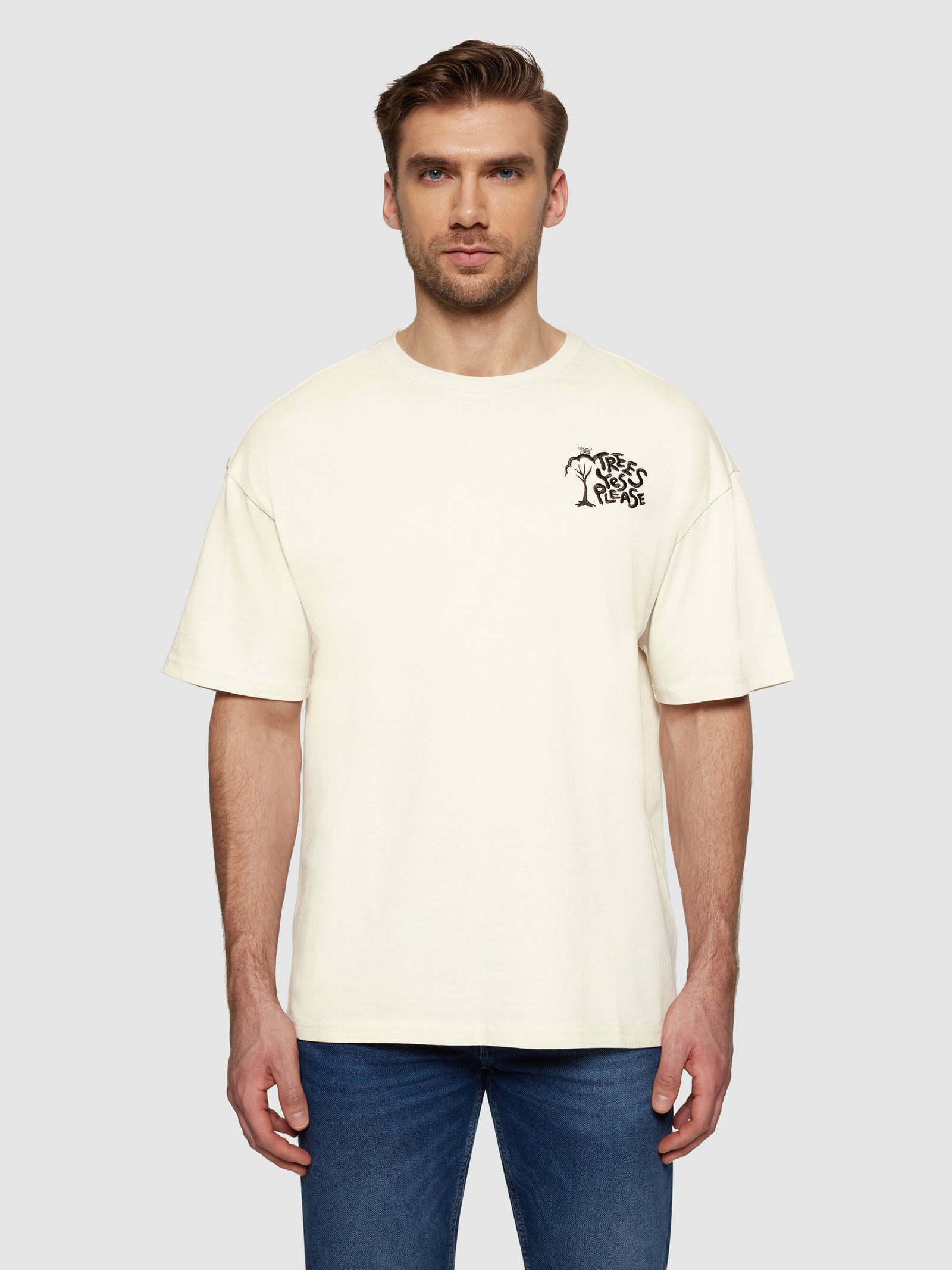 Loose fit print t-shirt - GOTS/Vegan - Egret