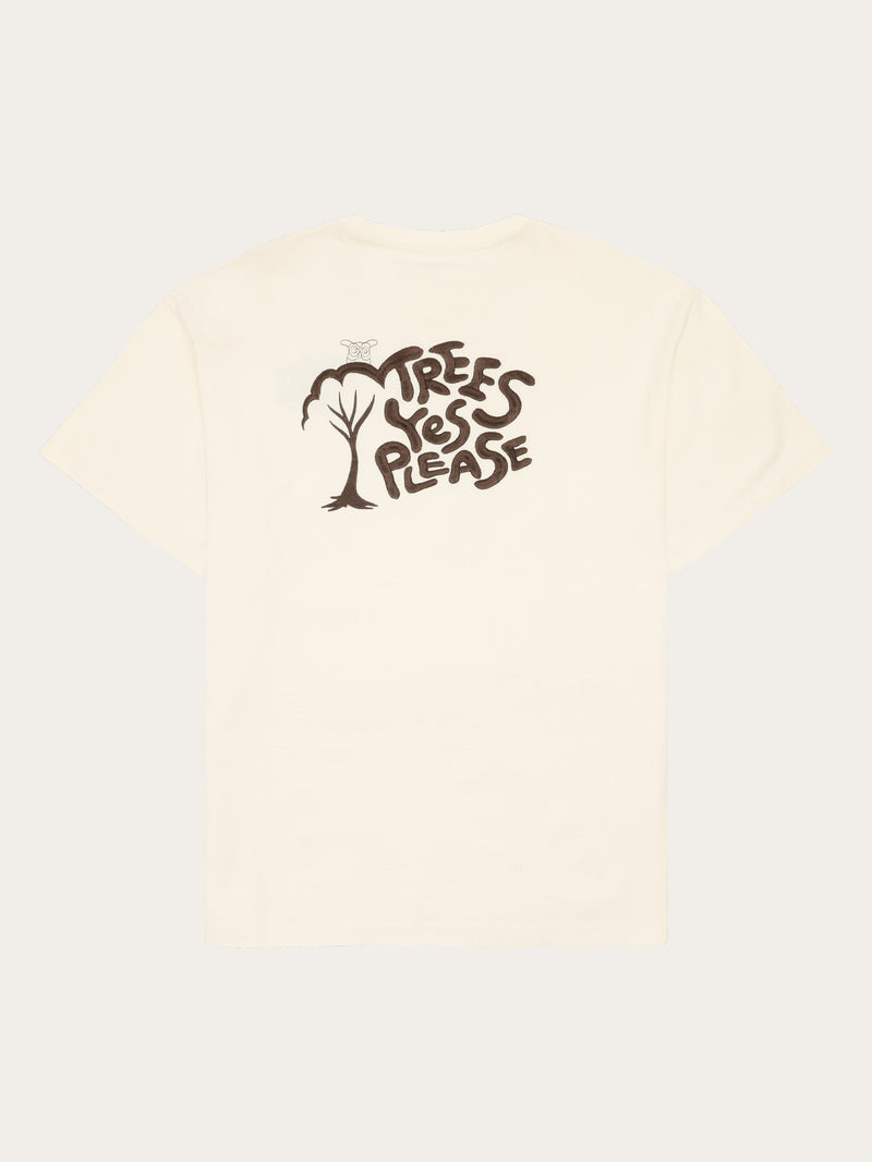 KnowledgeCotton Apparel - MEN Loose fit print t-shirt - GOTS/Vegan T-shirts 1387 Egret