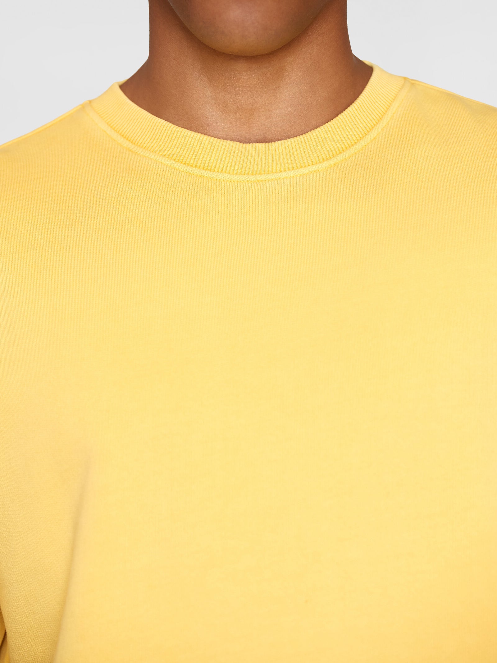 Buy Loose fit reactive dyed sweat t shirt GOTS Vegan Misted Yellow from KnowledgeCotton Apparel
