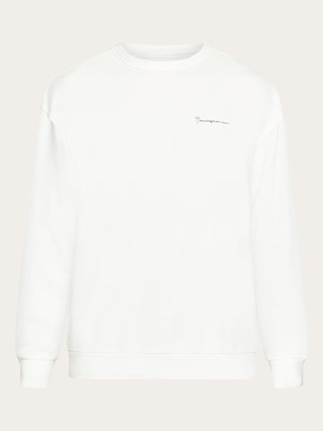 KnowledgeCotton Apparel - MEN Loose fit sweat owl chill camp print - Regenerative Organic Certified® - GOTS/Vegan Sweats 1387 Egret