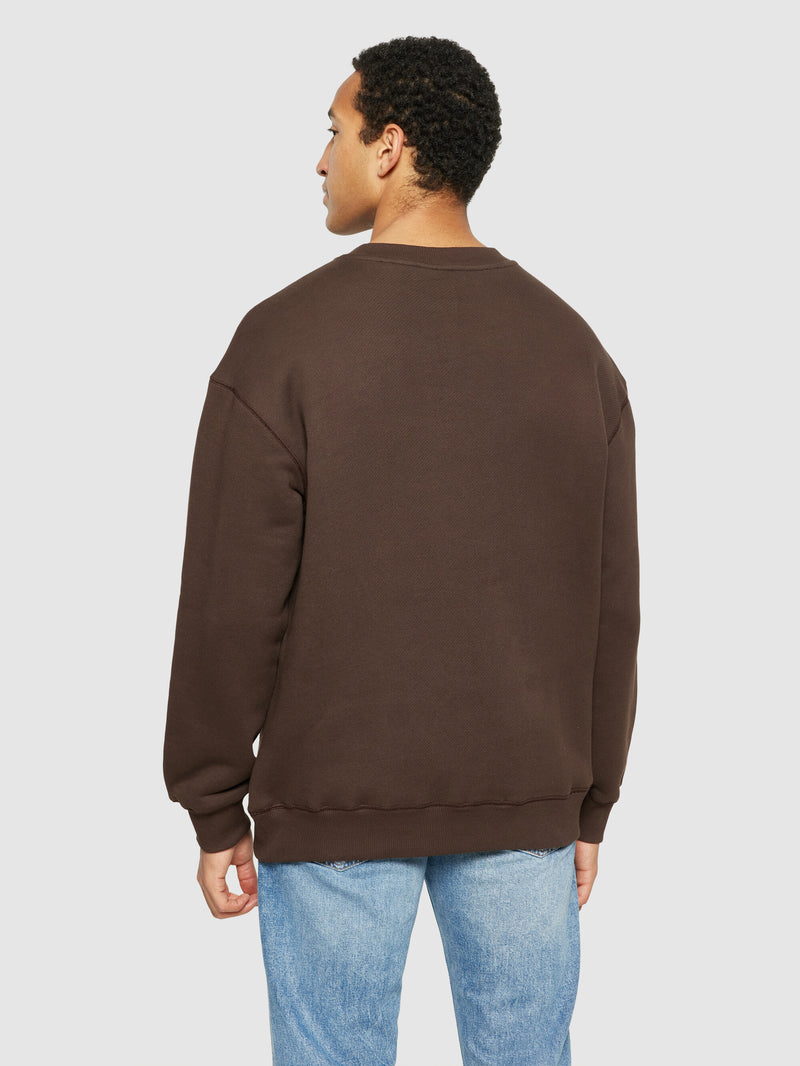 KnowledgeCotton Apparel - MEN Straight fit sweat with embroidery at chest Sweats 1243 Demitasse (brown)