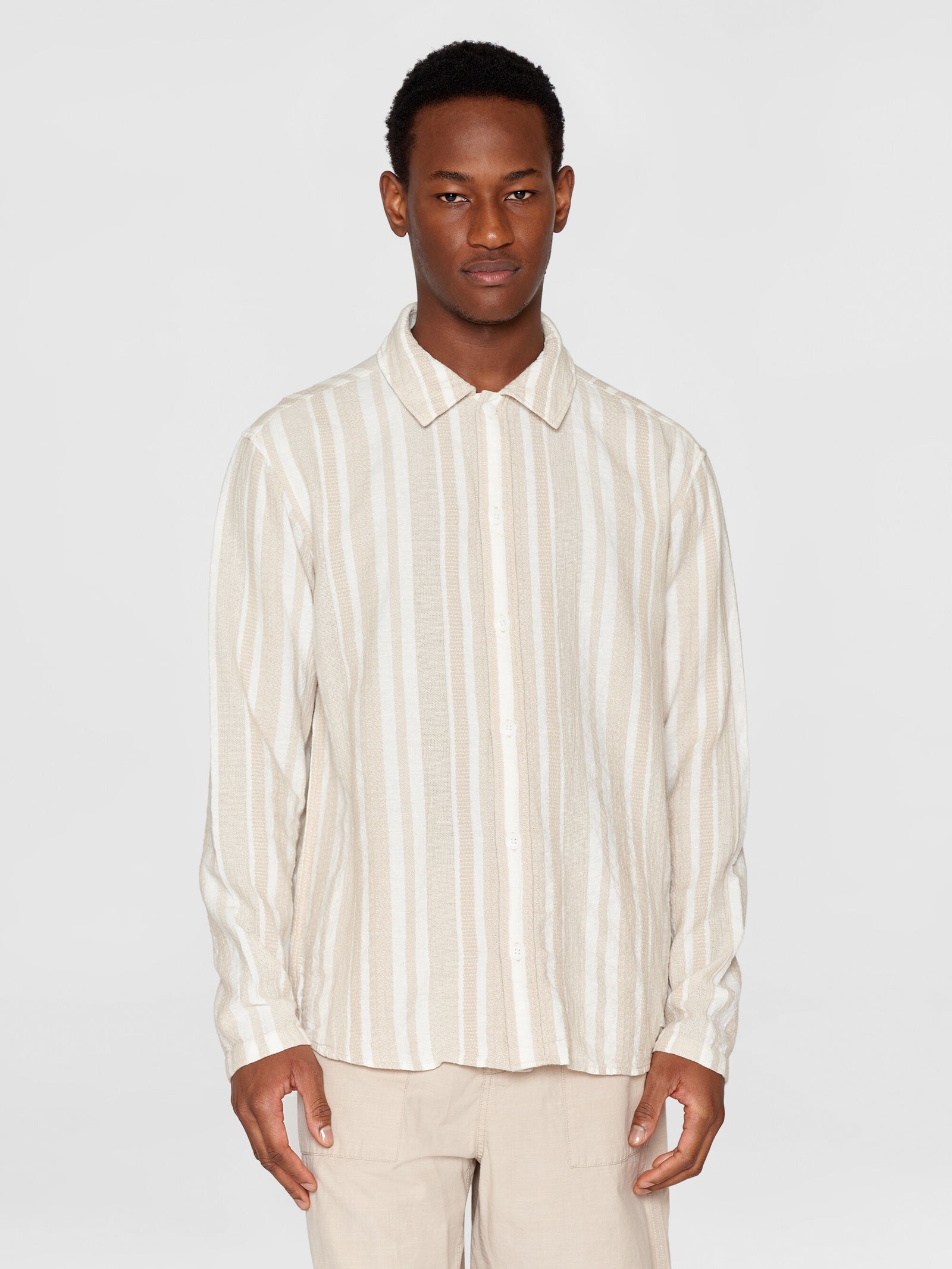 Jacquard-Stripe Cotton-Blend Button-Front Shirt in Short