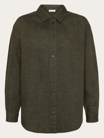 Loose linen shirt - Malibu Blue – KnowledgeCotton Apparel Europe