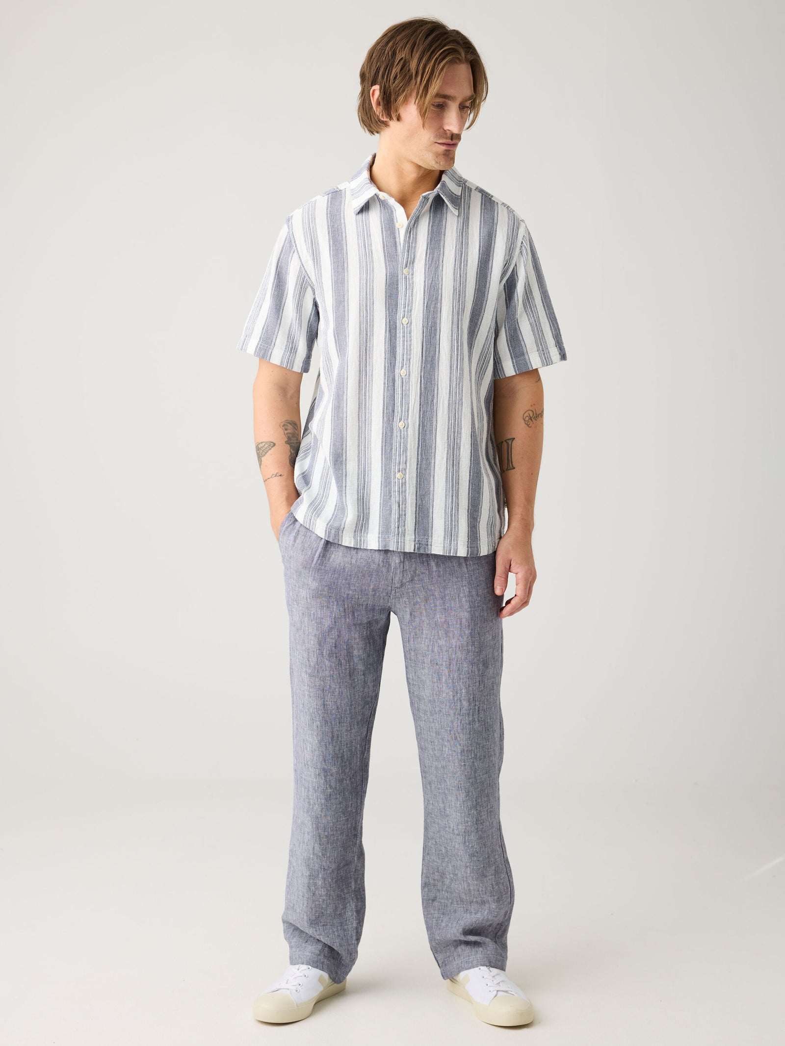 Loose linen pant - Vintage Indigo
