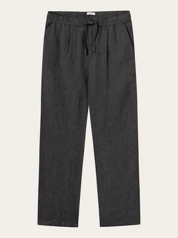 KnowledgeCotton Apparel - MEN Loose linen pant Pants 1300 Black Jet