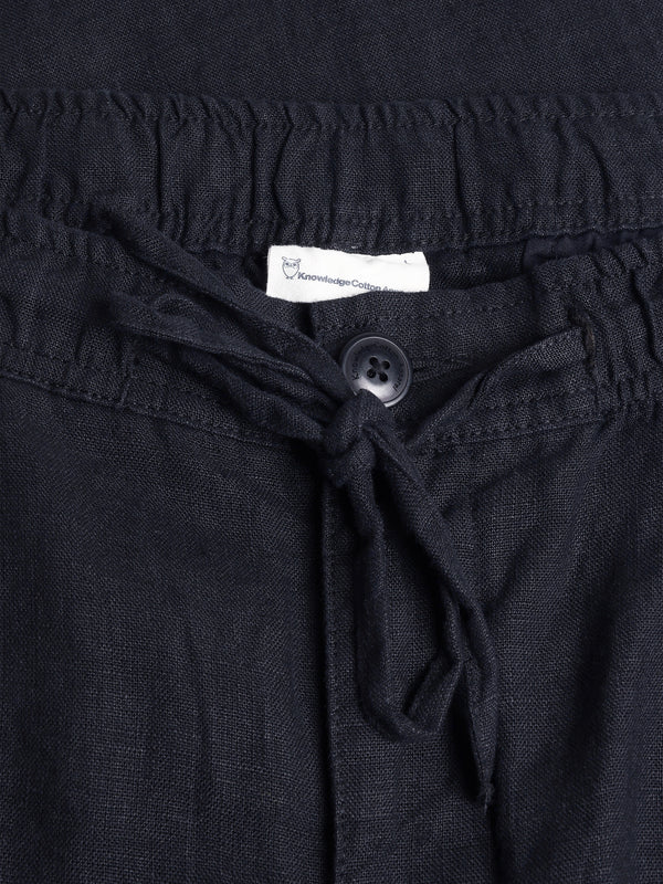 KnowledgeCotton Apparel - MEN Loose linen pant Pants 1300 Black Jet