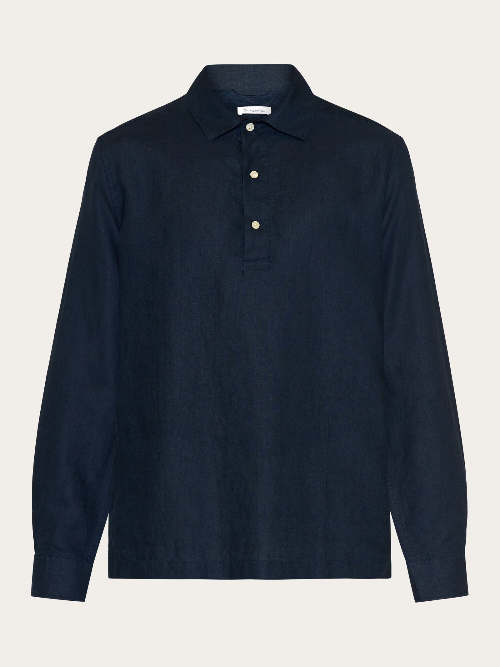 Buy Loose linen polo shirt - GOTS/Vegan - Total Eclipse - from  KnowledgeCotton Apparel®