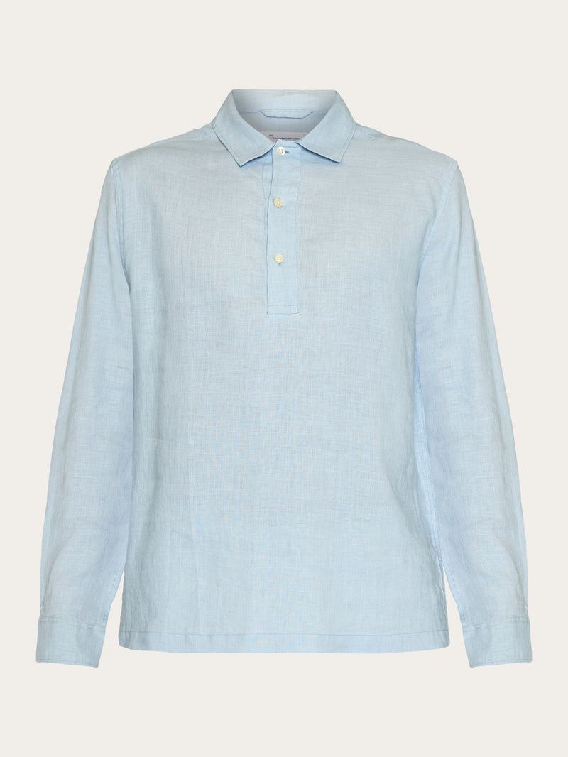 KnowledgeCotton Apparel - MEN Loose linen polo shirt - GOTS/Vegan Shirts 1322 Asley Blue
