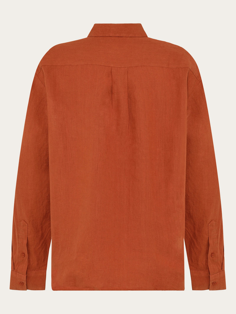 Loose linen shirt - Burnt Brick