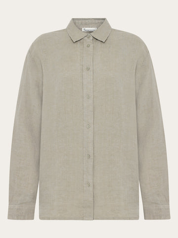 KnowledgeCotton Apparel - WMN Loose linen shirt Shirts 1498 Twill - Yarndyed