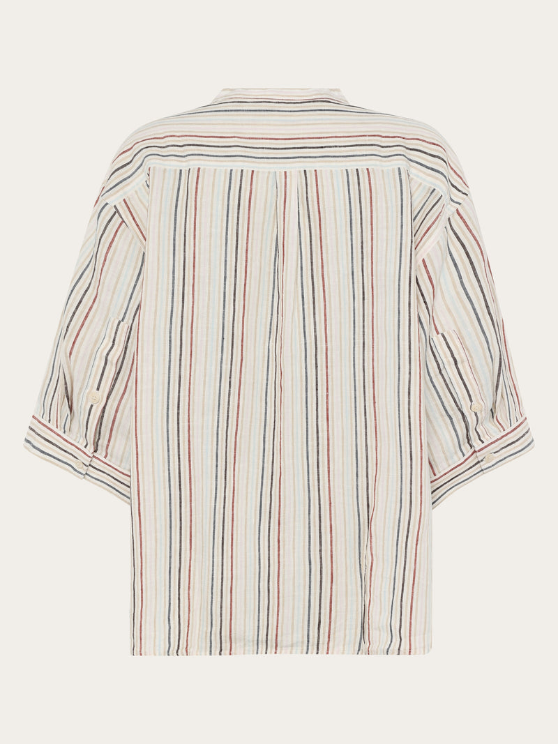 Loose linen stripe shirt - Multi color stripe