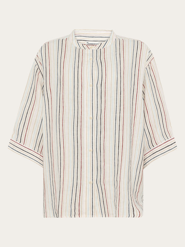 Loose linen stripe shirt - Multi color stripe